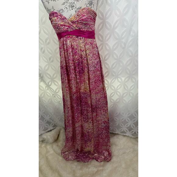BCBGMAXAZRIA Silk Kai Begonia Strapless Maxi Pink Dress Size 2 - Picture 5 of 9